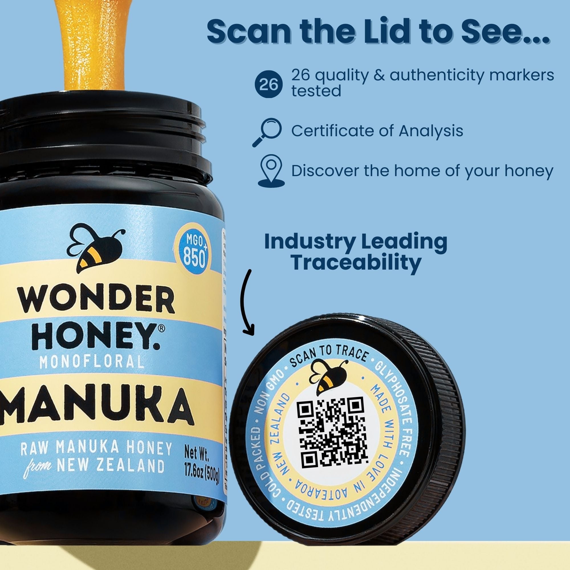 Miel de Manuka cruda MGO 300+ NZ: pura, certificada, sin OGM ni aerosoles (250 g/8,8 oz)