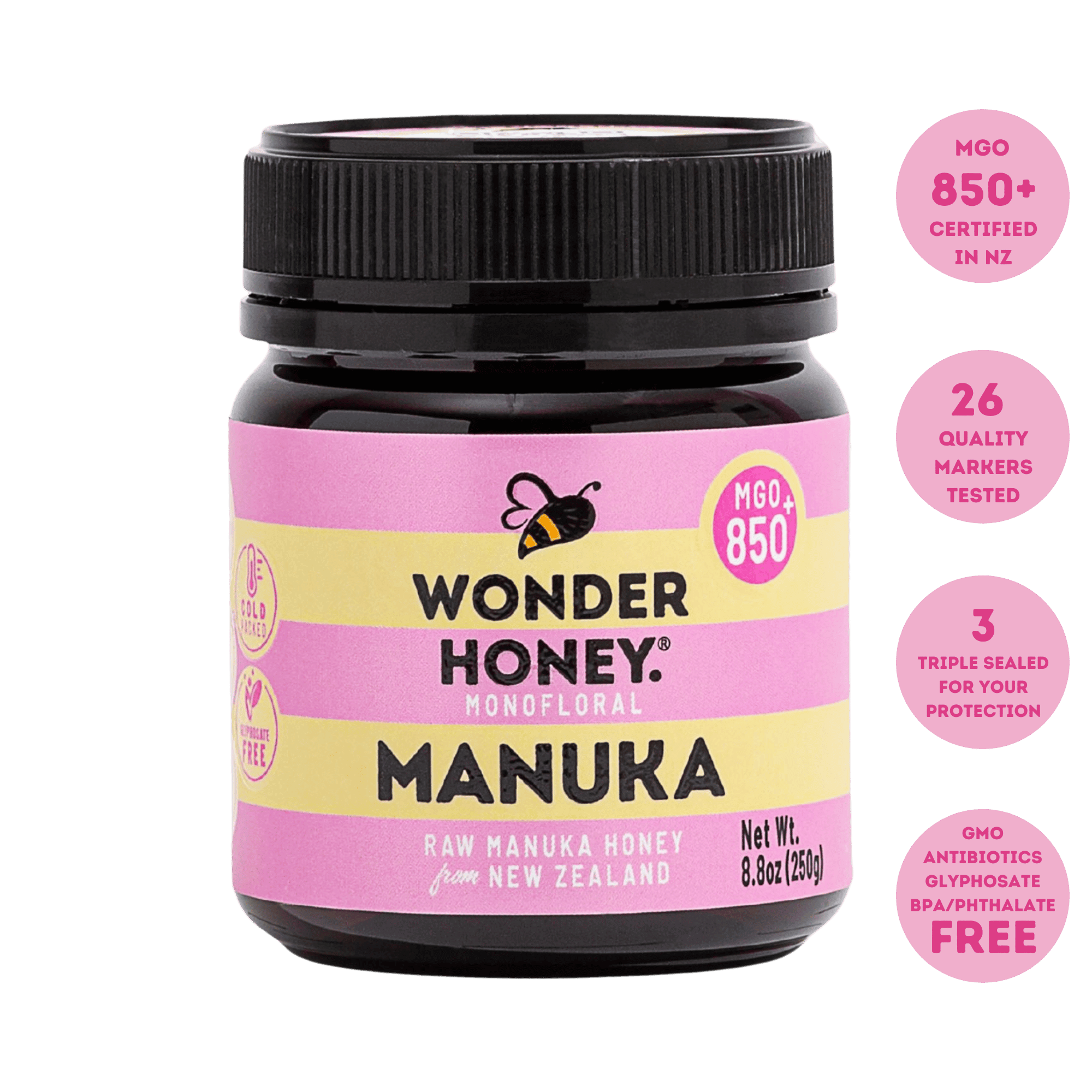 MGO 850+ NZ Raw Manuka Honey - Pure, Certified, GMO & Spray Free