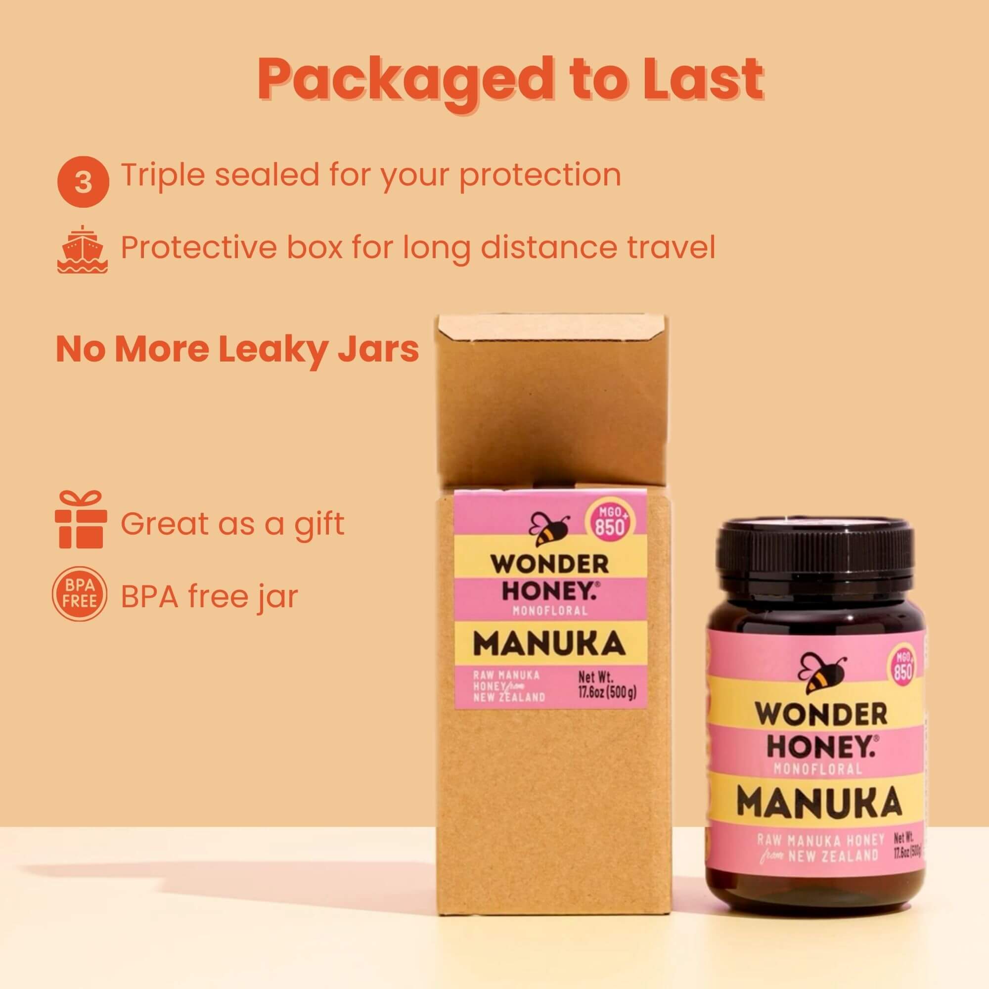 Wonder Honey Manuka MGO 550+ Raw Premium High Strength Manuka Honey Direct from New Zealand (500g/17.6oz)