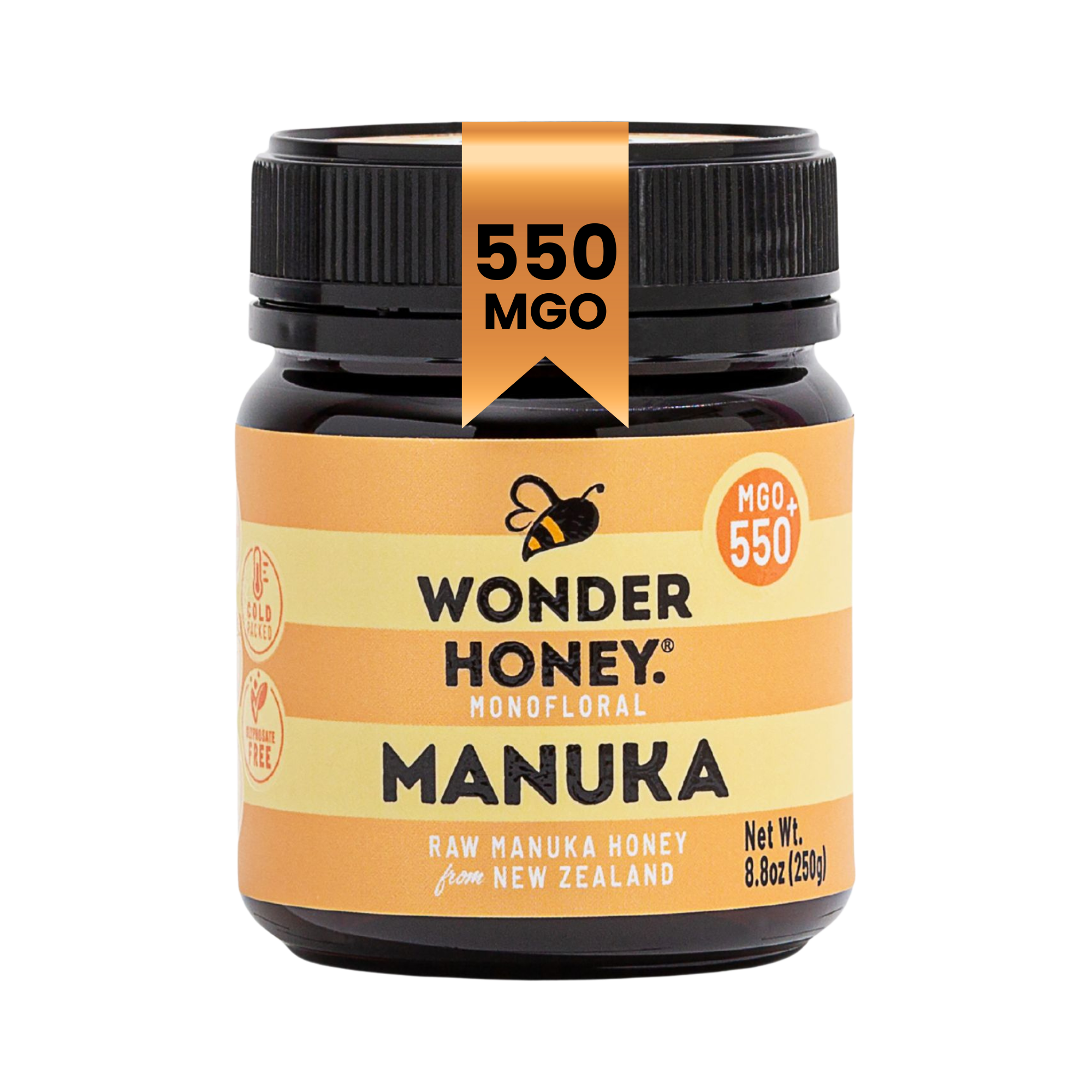 MGO 550+ NZ Miel de Manuka brut - Pur, certifié, sans OGM et sans spray (250 g/8,8 oz)