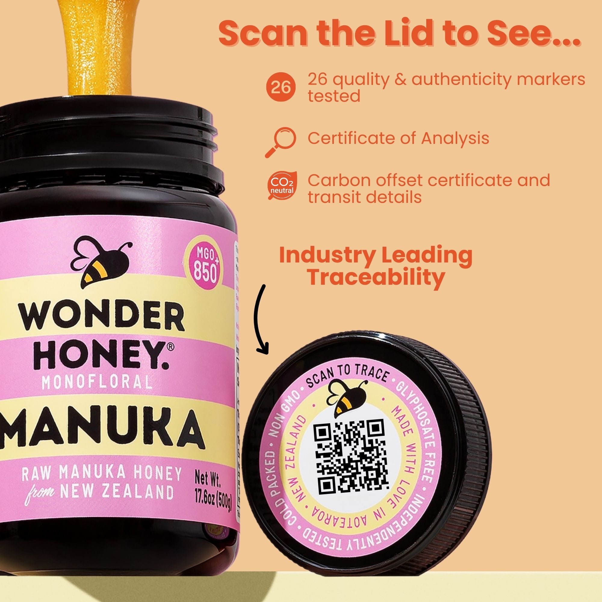 MGO 550+ NZ Raw Manuka Honey - Tulen, Disahkan, GMO &amp; Tanpa Semburan (250g/8.8oz)