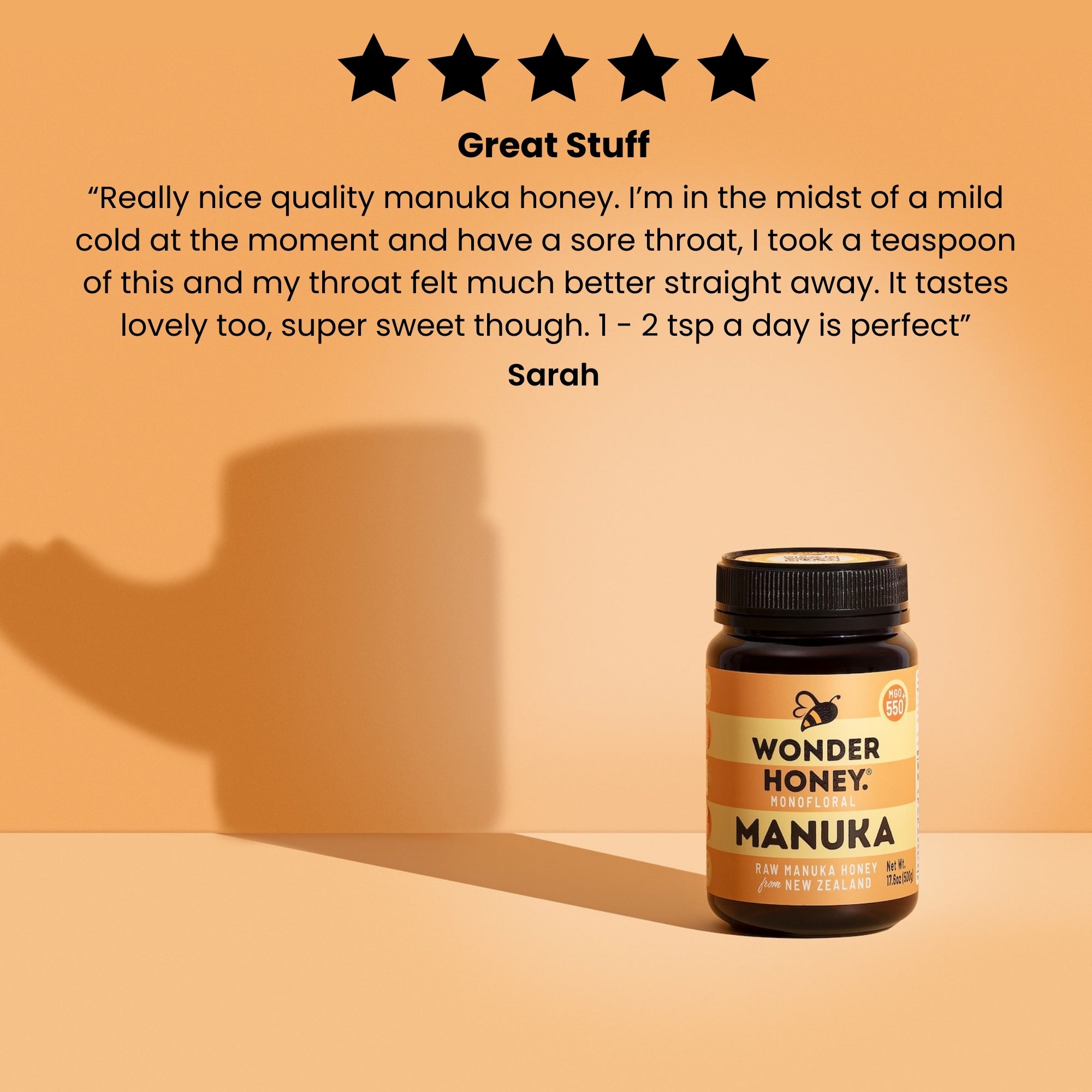 MGO 550+ NZ Raw Manuka Honey - Tulen, Disahkan, GMO &amp; Tanpa Semburan (250g/8.8oz)