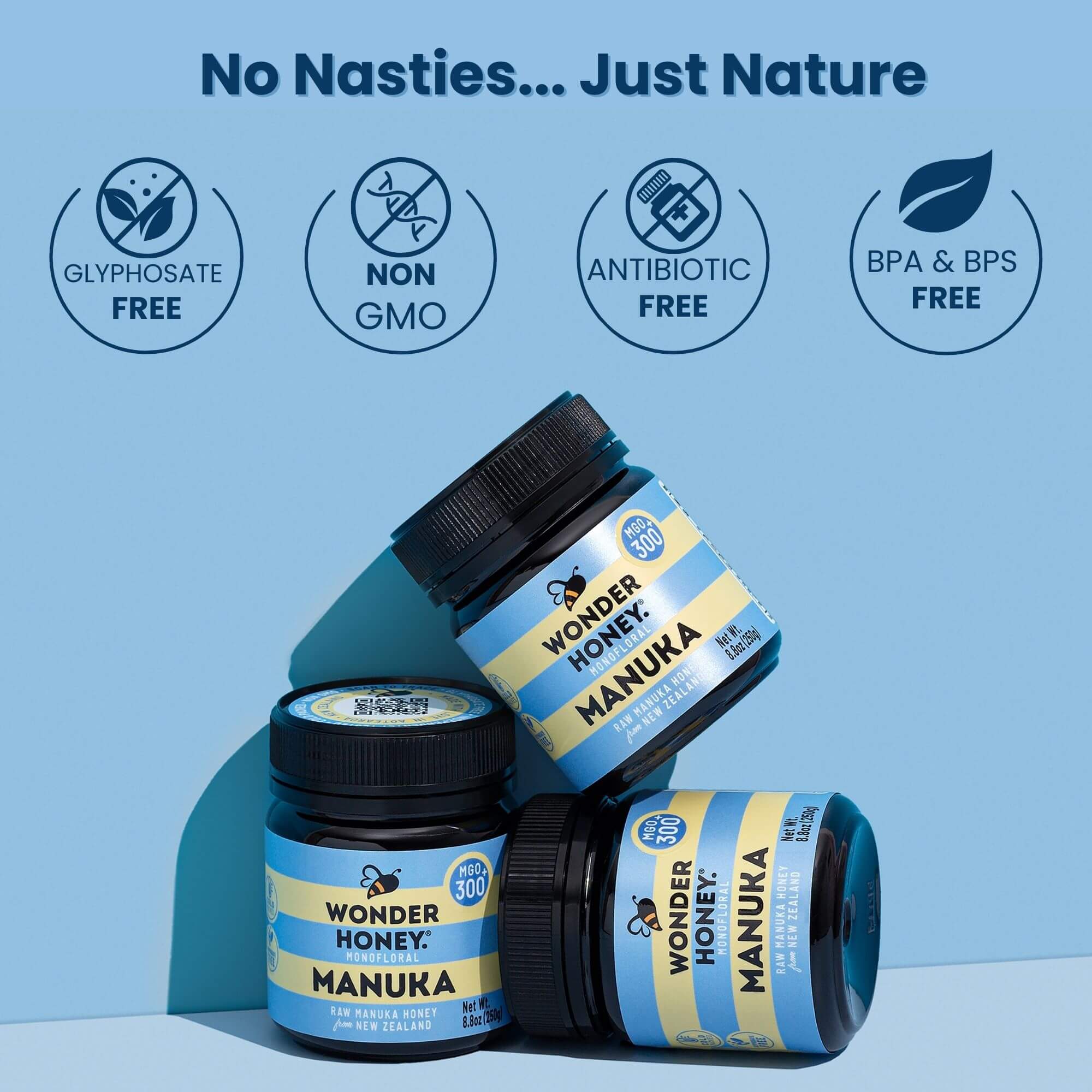 MGO 300+ NZ Miel de Manuka brut - Pur, certifié, sans OGM et sans spray (250 g/8,8 oz)