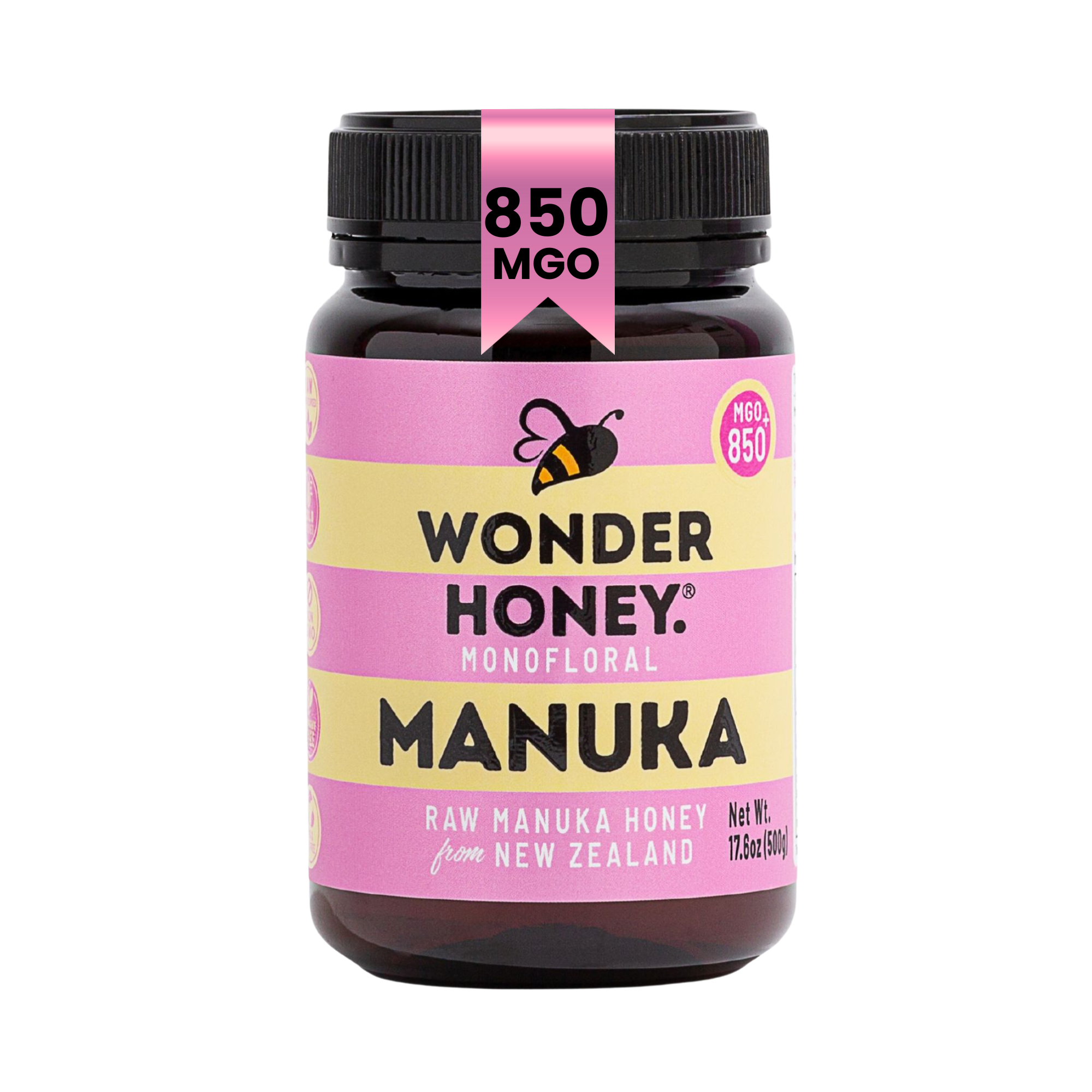 MGO 850+ NZ Raw Manuka Honey - Tulen, Disahkan, GMO &amp; Bebas Semburan (500g/17.6oz)