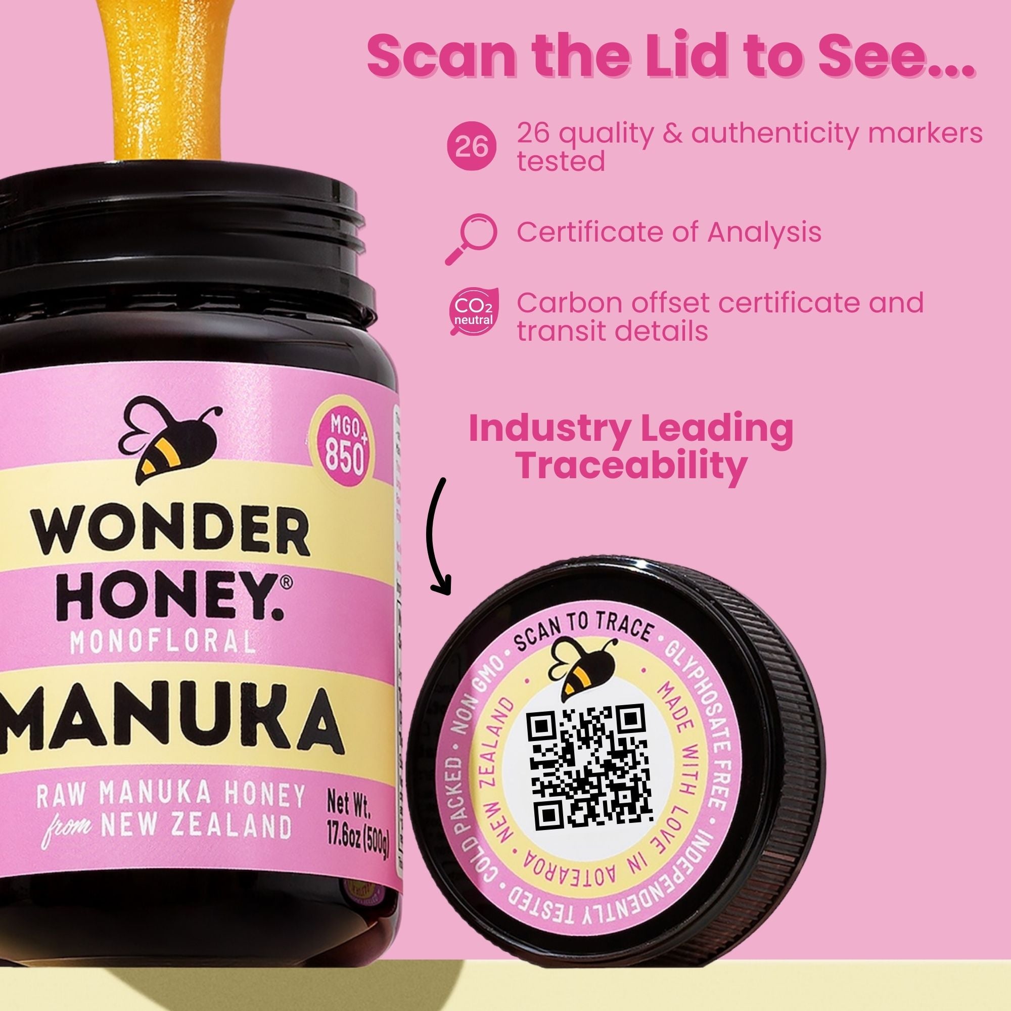 MGO 850+ NZ Raw Manuka Honey - Tulen, Disahkan, GMO &amp; Bebas Semburan (500g/17.6oz)