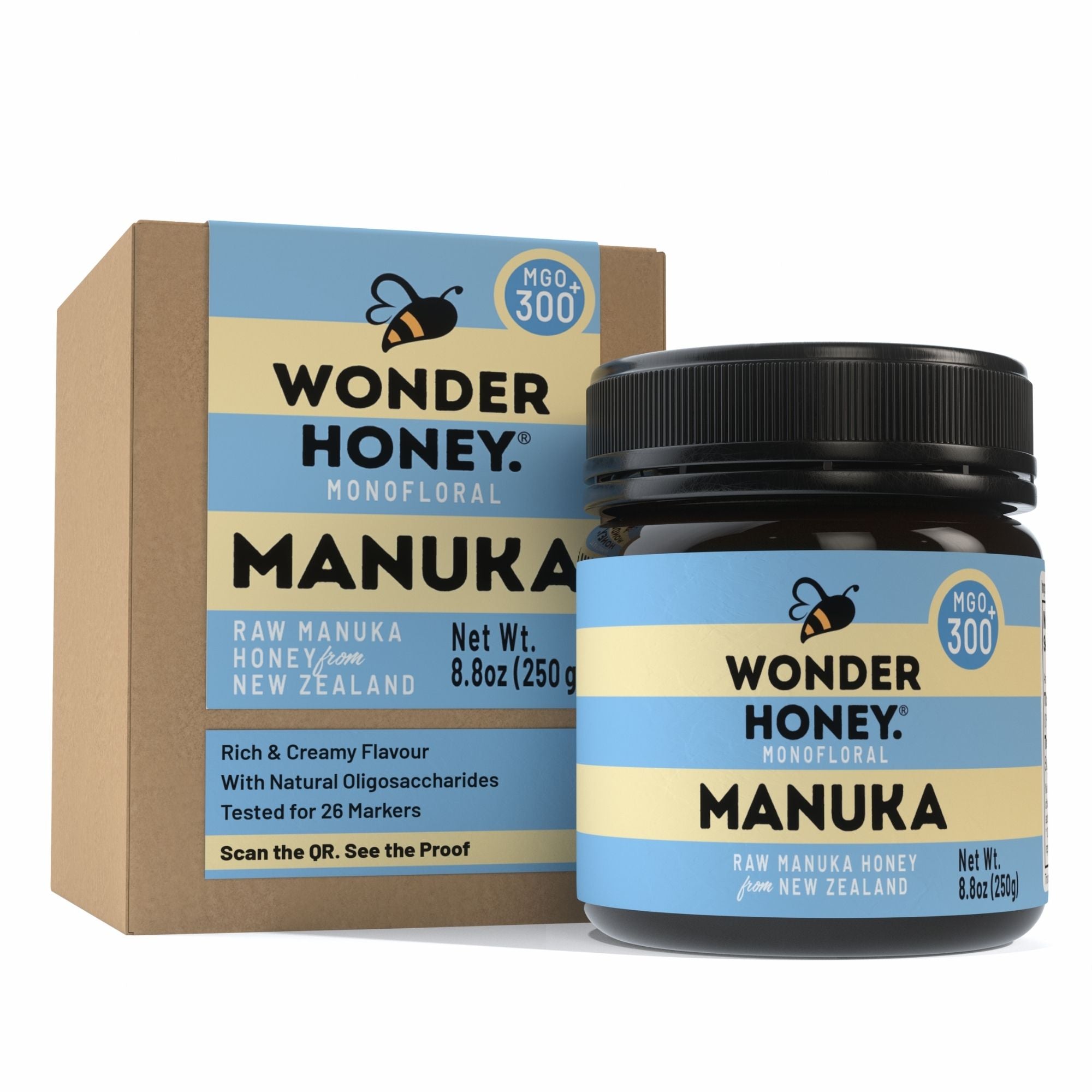MGO 300+ NZ Miele di Manuka grezzo - Puro, Certificato, OGM e senza spray (250g/8,8oz)