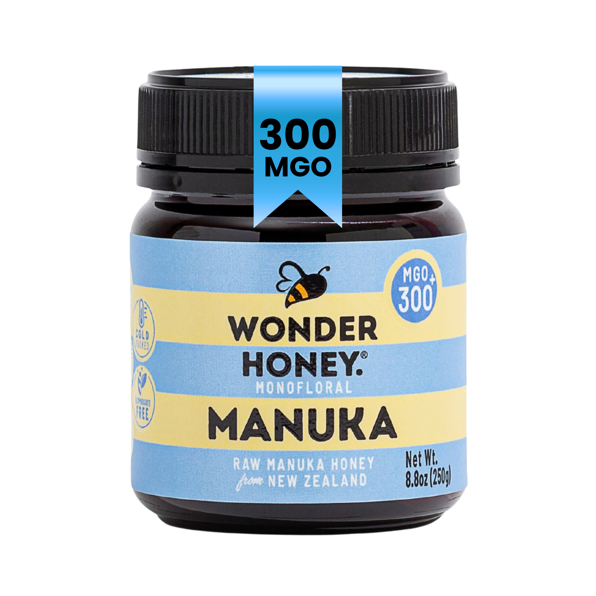 MGO 300+ NZ Raw Manuka Honey - Tulen, Disahkan, GMO &amp; Tanpa Semburan (250g/8.8oz)