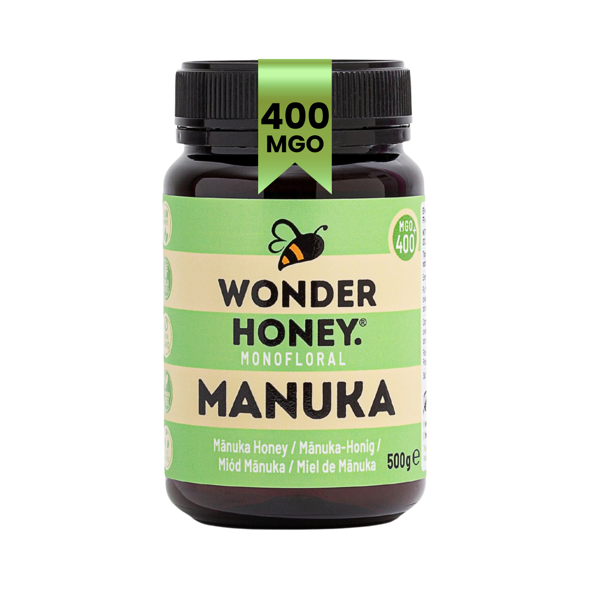 MGO 400+ NZ Surowy miód Manuka – czysty, certyfikowany, wolny od GMO i sprayu (500 g/17,6 uncji)