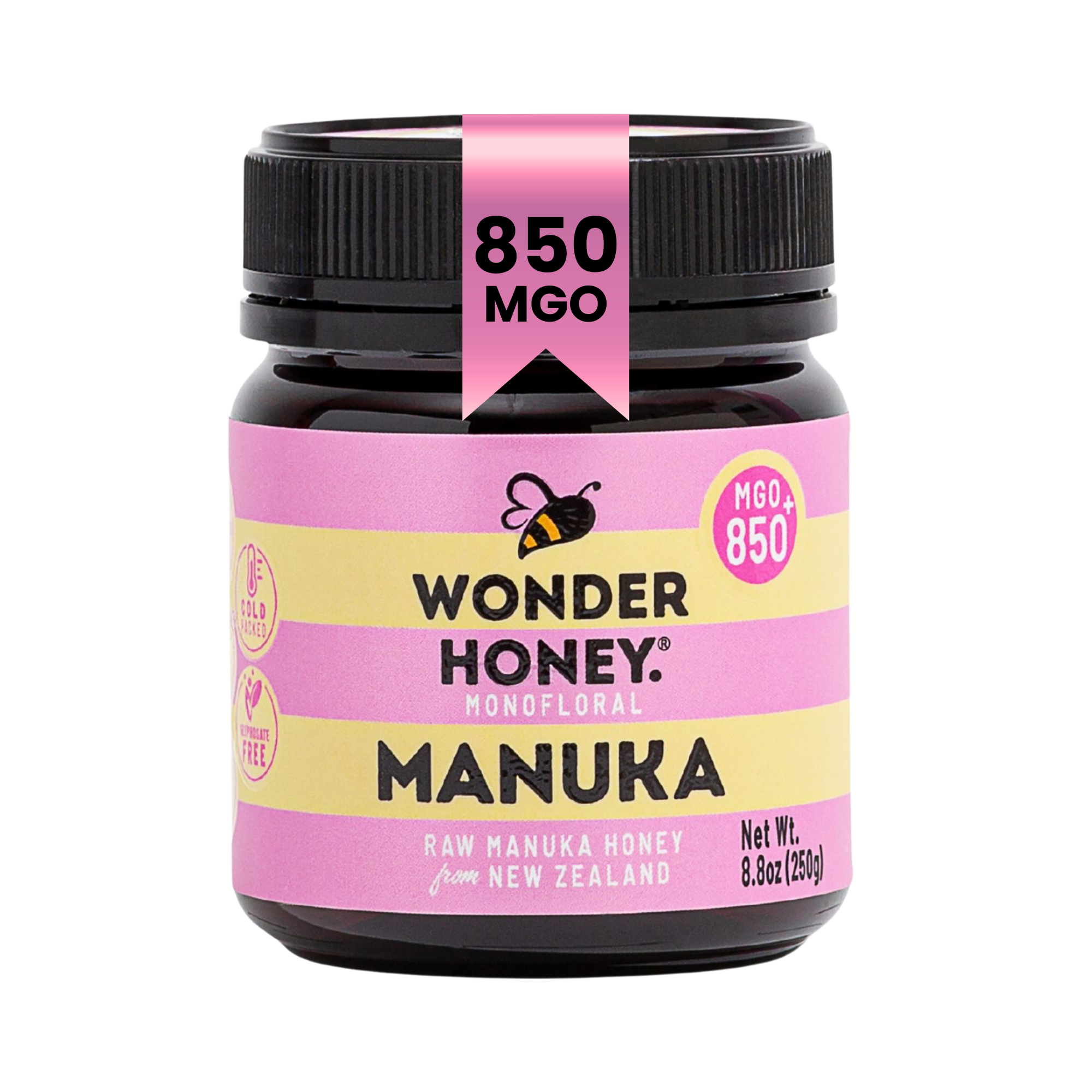 Miel de Manuka cruda MGO 850+ NZ: pura, certificada, sin OGM ni aerosoles (250 g/8,8 oz)