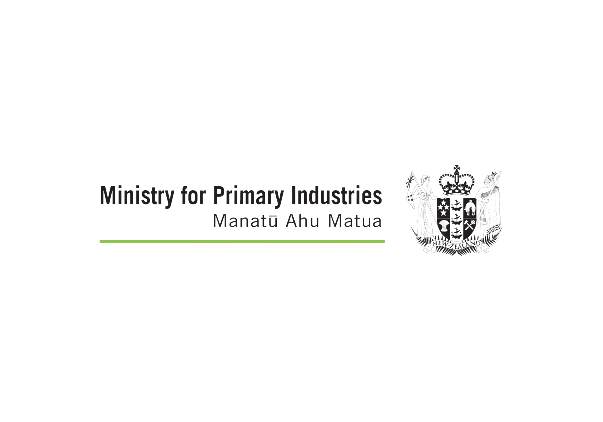 Logo of the Ministry for Primary Industries with text 'Manatū Ahu Matua' on a white background.